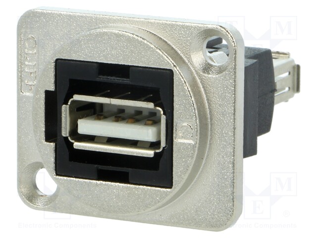 Coupler; USB A socket,both sides; FT; USB 2.0; metal; 19x24mm
