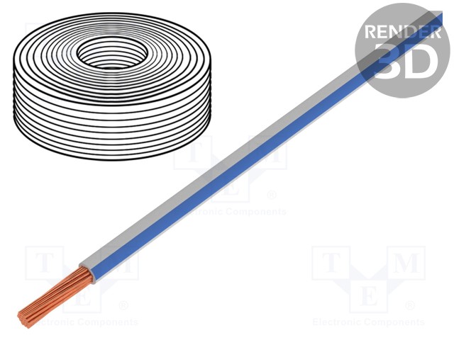 Wire; LiY; stranded; Cu; 0.25mm2; white-blue; PVC; 900V; 250m
