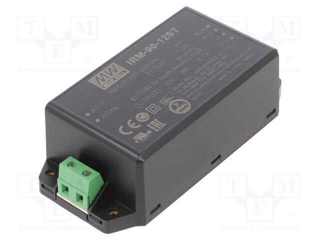 Power supply: switched-mode; modular; 80W; 12VDC; 109x52x33.5mm