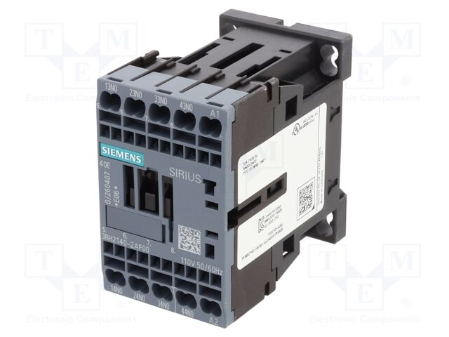 Contactor: 4-pole; NO x4; 110VAC; 10A; DIN,on panel; 3RH20