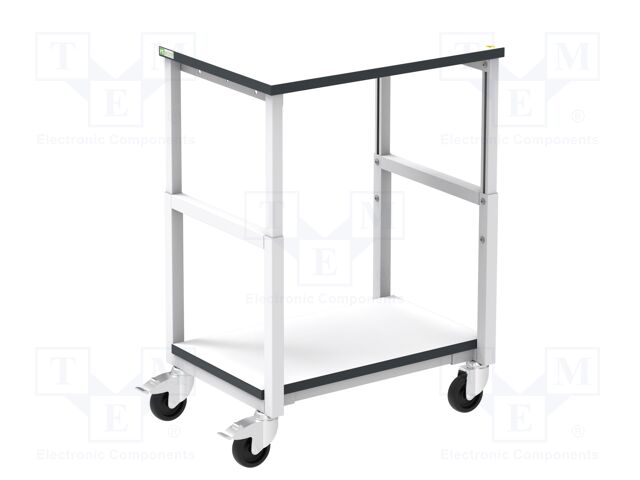 Trolley; ESD; W: 700mm; D: 500mm; steel; light grey; 10kΩ÷100MΩ