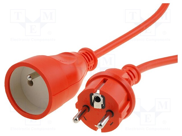 Extension lead; Sockets: 1; PVC; orange; 3x1,5mm2; 15m; 16A
