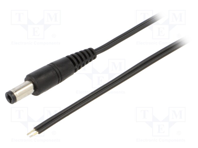 Cable; wires,DC 5,5/2,5 plug; straight; 0.35mm2; black; 1.5m