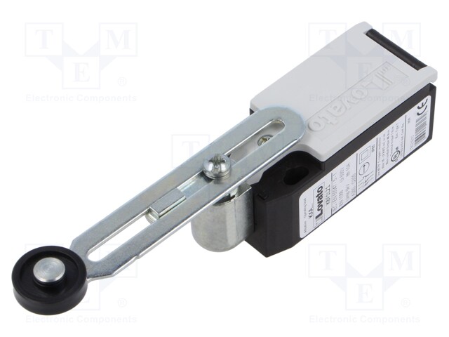 Limit switch; adjustable lever, roller; NC + NO x2; 10A; M20