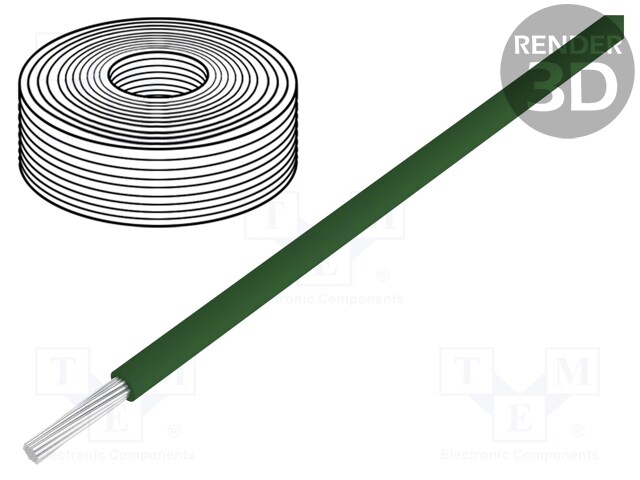Wire; UL1007,UL1569; stranded; Cu; 1.32mm2; 16AWG; dark green; 30m