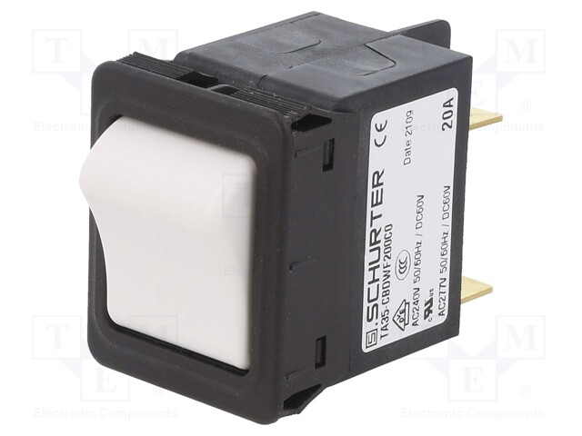 Circuit breaker; Urated: 240VAC; 6A; DPST; Poles: 2