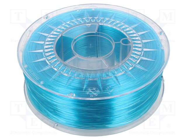 Filament: PET-G; 1.75mm; azure blue,transparent; 220÷250°C; 1kg