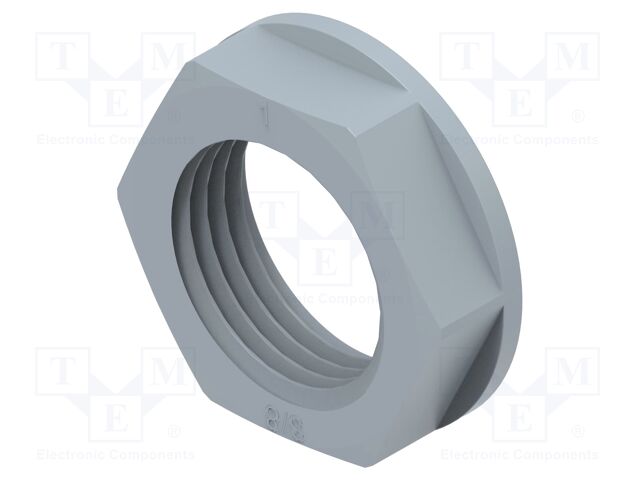 Nut; NPT3/8"; polyamide; 22mm; grey; Thread: inch,NPT; Entrelec