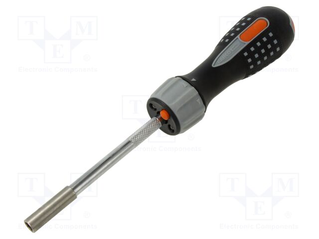 Screwdriver handle; with ratchet; with a lamp; 1/4"; 6pcs.