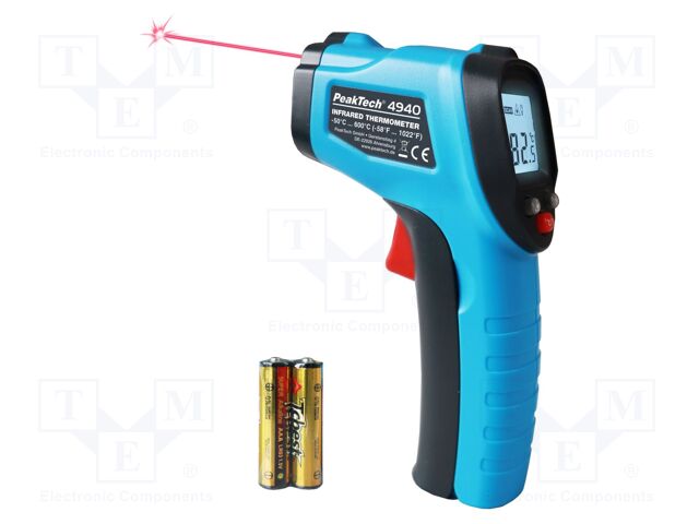 Infrared thermometer; LCD; -50÷600°C; Accur.(IR): ±1.5°C; ε: 0,95