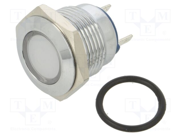 Indicator: LED; flat; 24VDC; 24VAC; Cutout: Ø16mm; brass