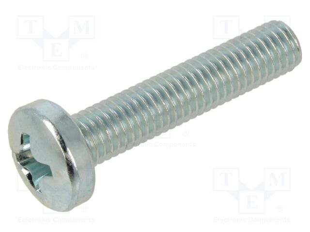 Screw; M8x40; Head: cheese head; Phillips; PH4; steel; zinc
