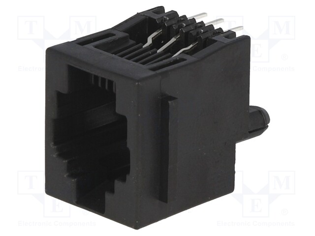 Socket; RJ12; PIN: 6; with panel stop blockade; Layout: 6p6c; THT