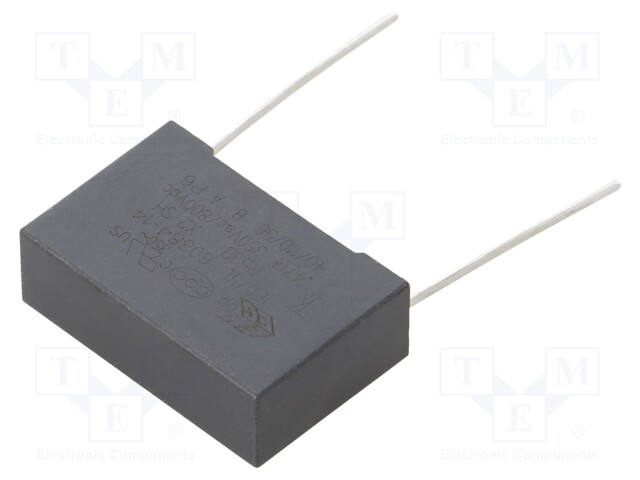 Capacitor: polypropylene; 0.47uF; Body dim: 8.5x17x26.5mm; THT