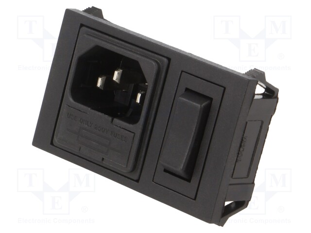 Connector: AC supply; socket; male; 10A; 250VAC; IEC 60320