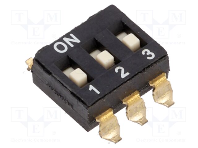 Switch: DIP-SWITCH; Poles number: 3; OFF-ON; 0.025A/24VDC; Pos: 2/3