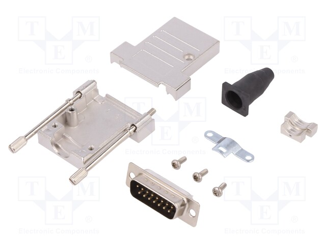 D-Sub; PIN: 15; plug; male; shielded,stamped and formed contacts