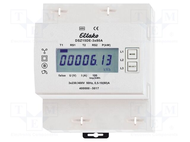 Single phase meter; for DIN rail mounting; IP20; Ioper.max: 80A