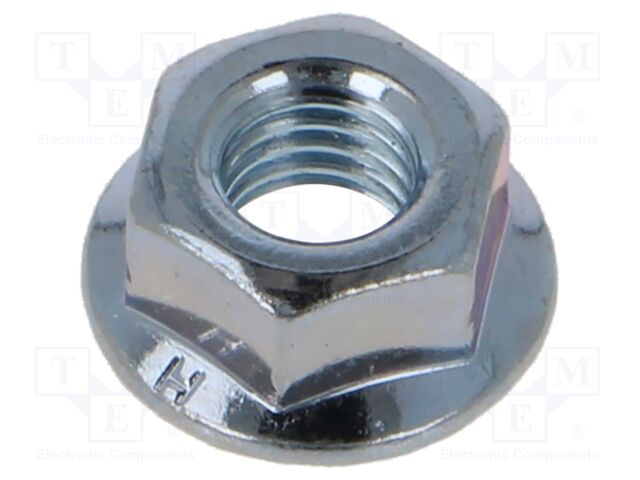 Nut; with flange; hexagonal; M8; steel; Plating: zinc; H: 8mm; 13mm
