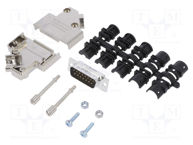 D-Sub; PIN: 15; male; shielded,metalized; angled 45°; soldering