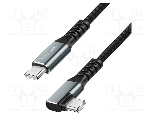 Cable; USB 3.2 Gen 2; USB C plug,USB C angled plug; 2m; black