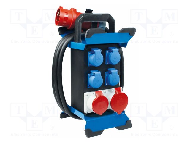 Electric switchboard; 5G4mm2; Sockets: 6; rubber; black; 4.5m; 32A