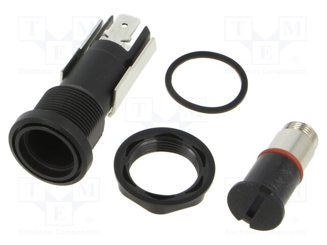 Fuse holder; cylindrical fuses; 5x20mm; 16A; on panel; -40÷85°C