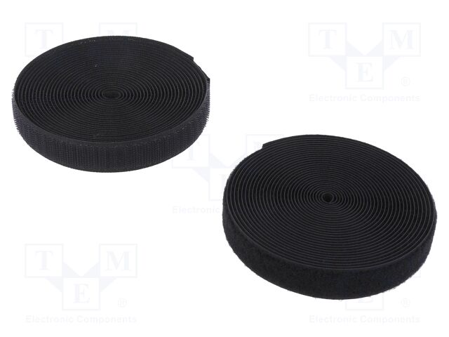 Tape: hook and loop; W: 20mm; L: 5m; Thk: 3mm; acrylic; black
