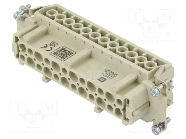 Connector: HDC; contact insert; female; 16A; 500V; Han E®; PIN: 24