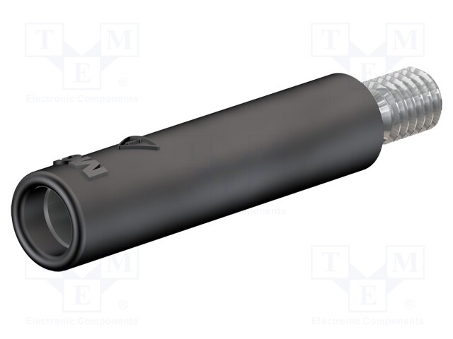 Socket; 4mm banana; 32A; black; nickel plated; screw; insulated