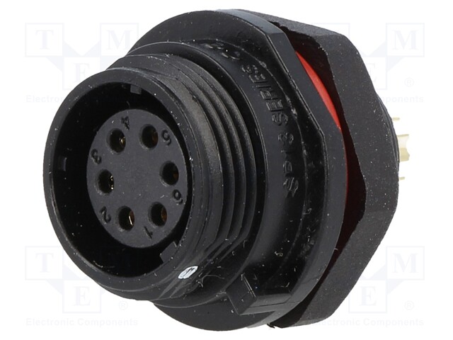 Socket; female; SP13; PIN: 6; IP68; 5A; soldering; 125V; 0.75mm2