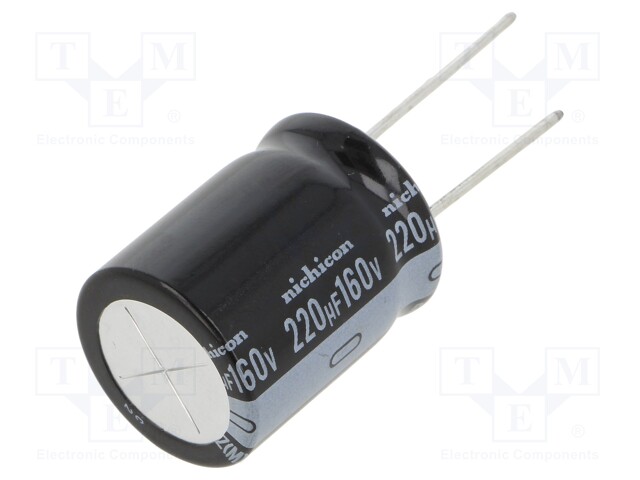 Capacitor: electrolytic; THT; 220uF; 160VDC; Ø20x25mm; Pitch: 10mm