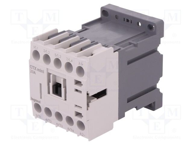 Contactor: 4-pole; NO x4; 24VDC; 20A; DIN; CTX3 MINI; -5÷40°C