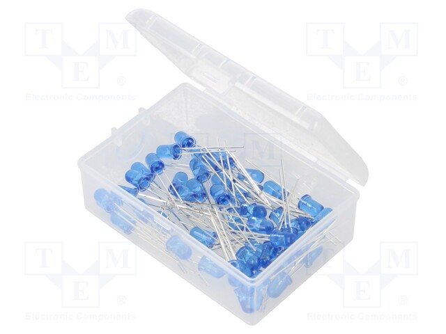 Kit: LED; 5mm; THT; 50pcs; blue; 3÷15V; Kit: LED diode blue x50; 30°