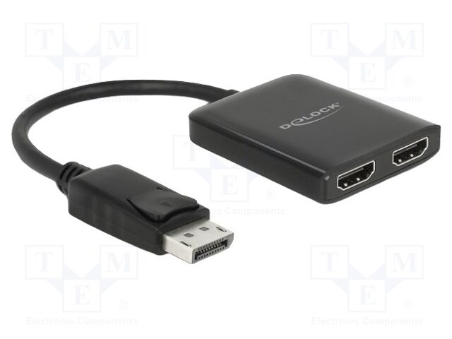 Splitter; DisplayPort 1.4; 0.2m; black; Out: HDMI socket x2; black