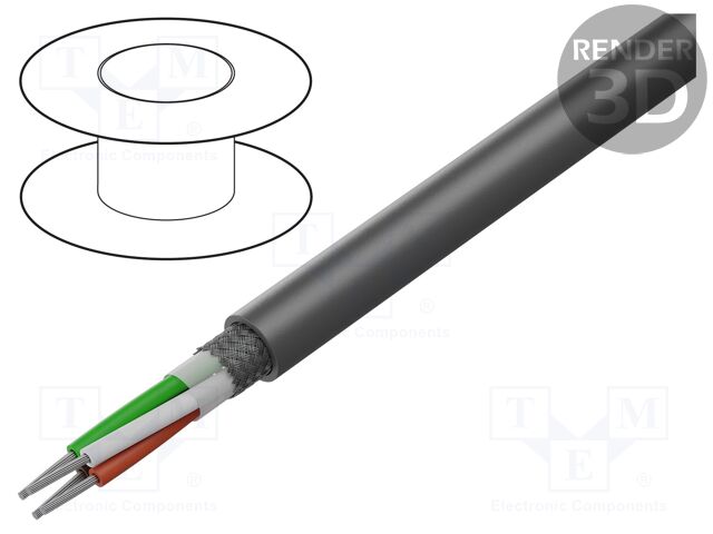 Wire; Alpha Essential C&C; 6x22AWG; PVC; dark grey; 300V; 30.5m