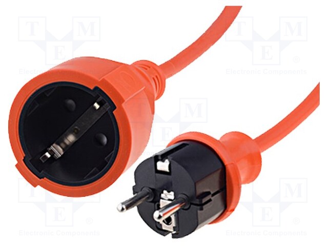 Extension lead; Schuko; Sockets: 1; PVC; orange; 3x1,5mm2; 10m; 16A