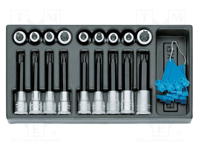 Kit: socket bits; in a foam tray; Torx®; tool trolley; 1/2"