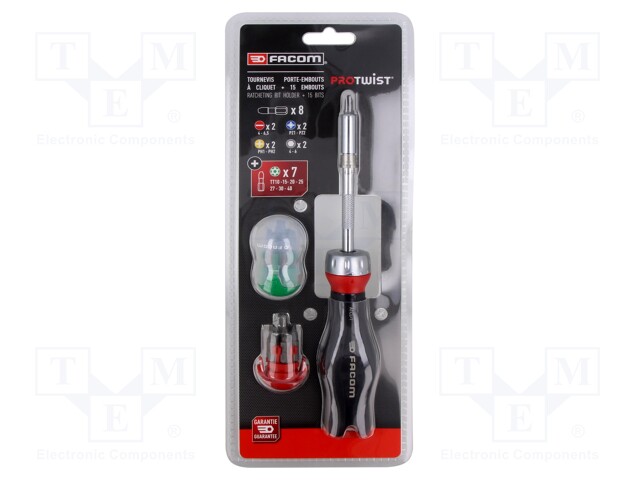 Kit: screwdriver; with ratchet; 15pcs.