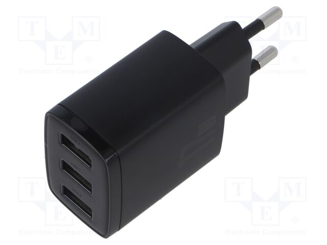 Power supply: switching; mains,plug-in; 5VDC; 17W; Out: USB A x3