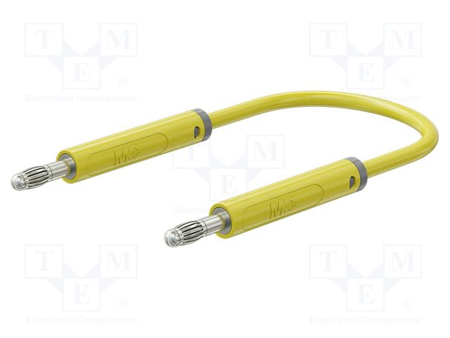 Test lead; 60VDC; 30VAC; 19A; banana plug 4mm,both sides; yellow