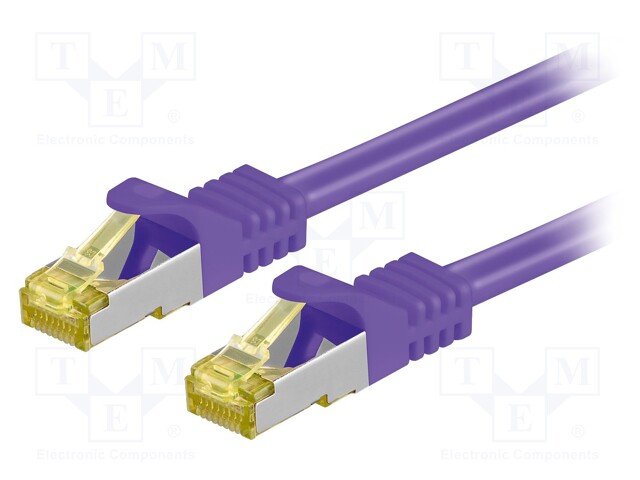 Patch cord; S/FTP; 6a; stranded; Cu; LSZH; violet; 1m; 26AWG