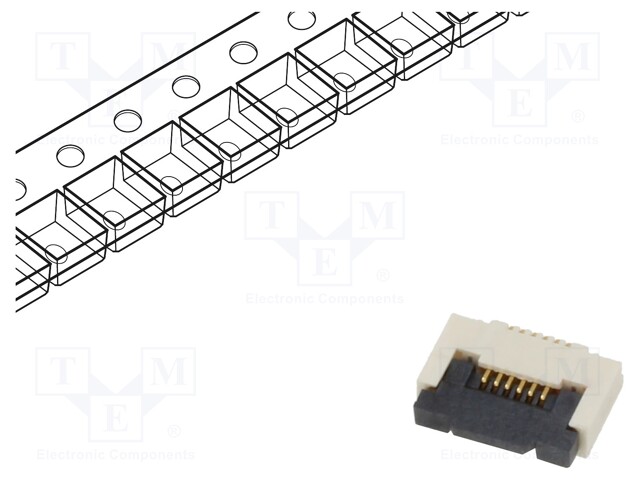 Connector: FFC (FPC); horizontal; PIN: 6; ZIF; SMT; 50V; 0.4A; H: 2mm