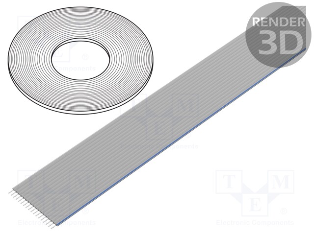 Wire: ribbon; 0.635mm; solid; Cu; 34x30AWG; unshielded; LSZH; grey