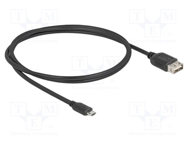 Cable; USB 2.0; gold-plated; 1m; black; 24AWG,28AWG; 480Mbps