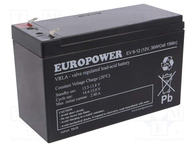 Re-battery: acid-lead; 12V; 8Ah; AGM; maintenance-free