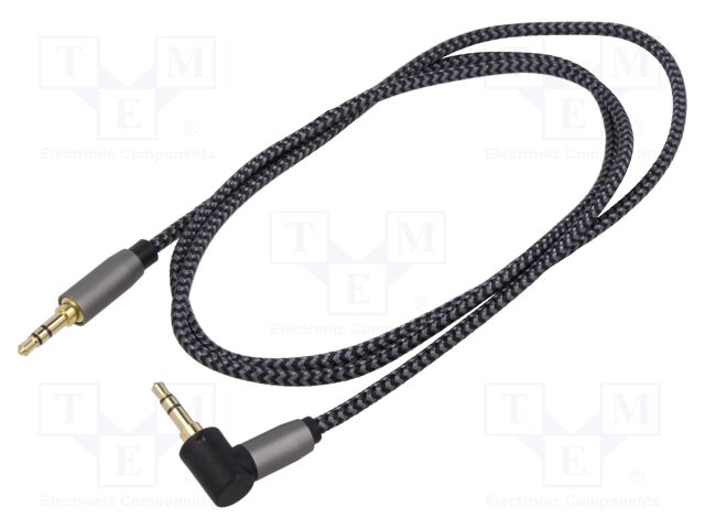 Cable; Jack 3.5mm 3pin plug,Jack 3.5mm 3pin angled plug; 1m