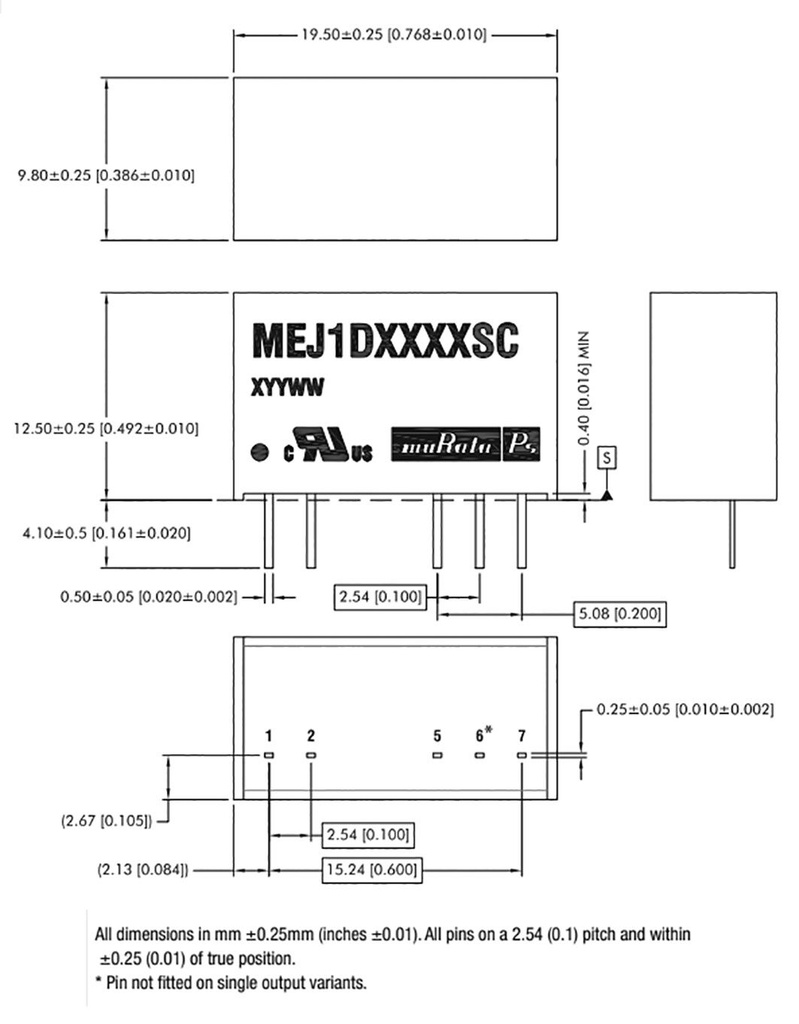 Converter: DC/DC; 1W; Uin: 10.8÷13.2V; Uout: 5VDC; Iout: 200mA; SIP