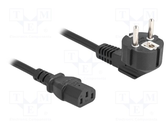 Cable; 3G0.75mm2; CEE 7/7 (E/F) plug angled,IEC C13 female; PVC