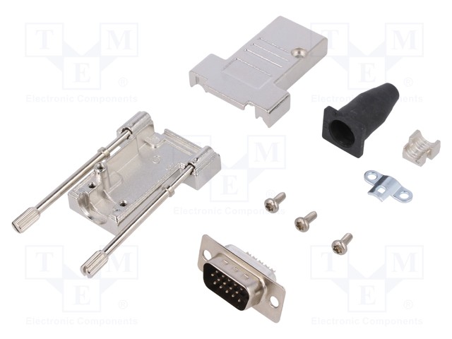 D-Sub; PIN: 15; plug; male; shielded,stamped and formed contacts